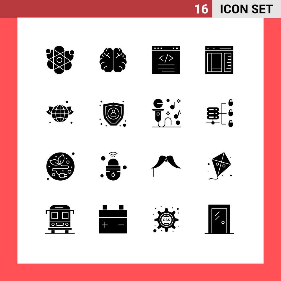 Set of 16 Modern UI Icons Symbols Signs for page develop browser coding interface Editable Vector Design Elements