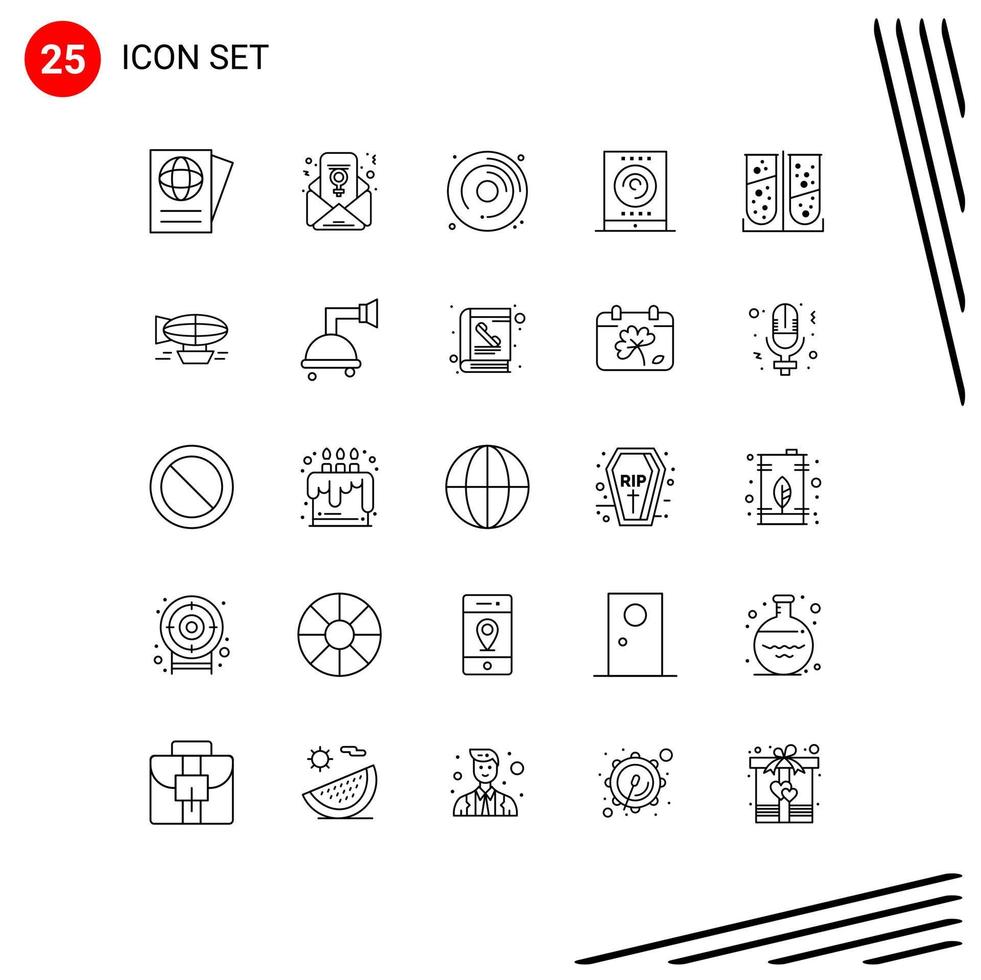 Set of 25 Modern UI Icons Symbols Signs for laboratory test chemical hobbies apparatus streaming Editable Vector Design Elements