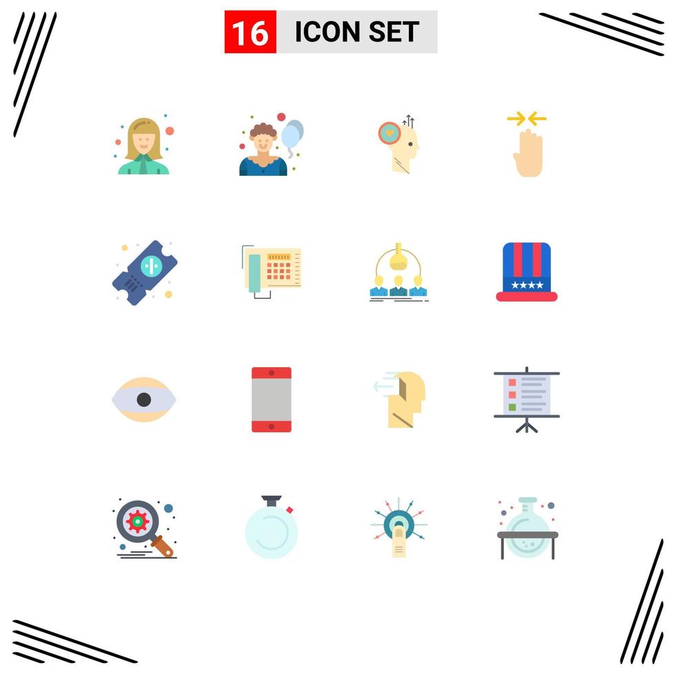 16 Creative Icons Modern Signs and Symbols of ticket gesture user four finger idea Editable Pack of Creative Vector Design Elements