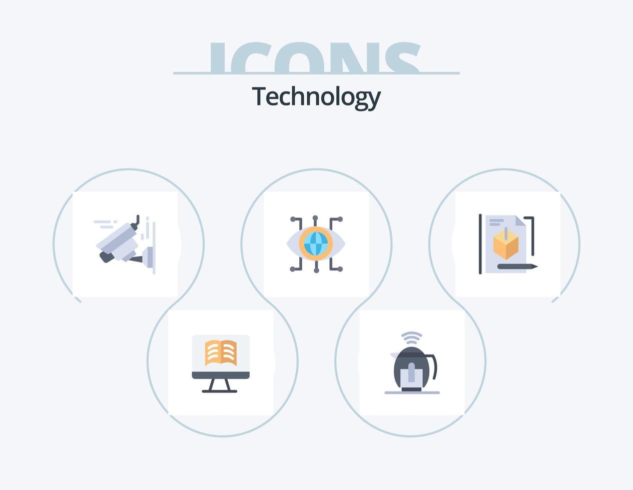 paquete de iconos planos de tecnología 5 diseño de iconos. tecnología. caja. imagen. expediente. tecnología vector