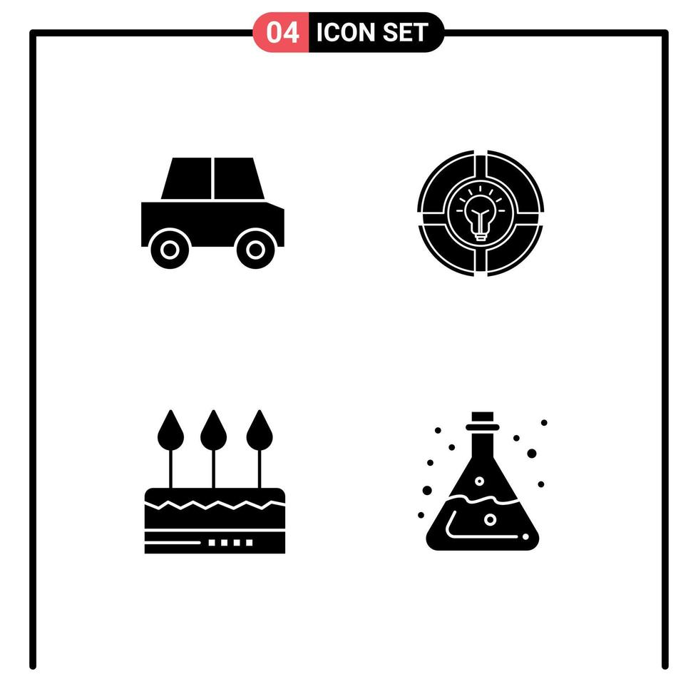 Mobile Interface Solid Glyph Set of Pictograms of automobile cake vehicles chat event Editable Vector Design Elements