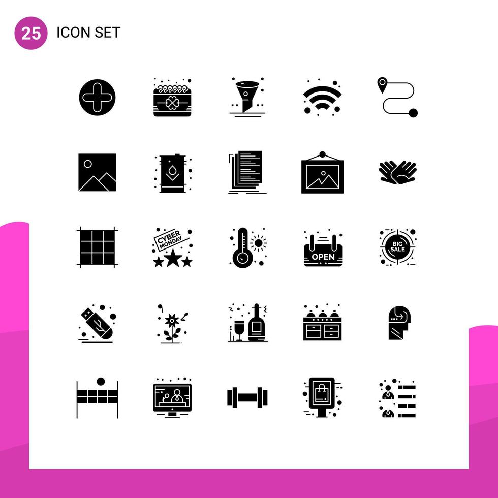 25 Universal Solid Glyphs Set for Web and Mobile Applications twitter wireless saint wifi ui Editable Vector Design Elements