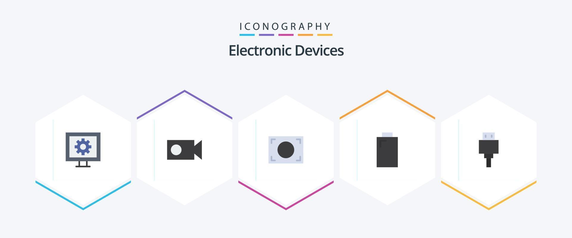 Devices 25 Flat icon pack including . storage. frame. file. power vector