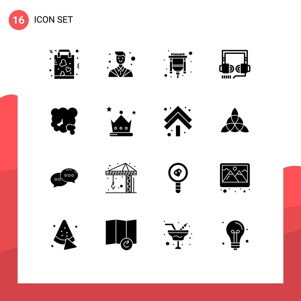 Mobile Interface Solid Glyph Set of 16 Pictograms of air seo lawyer optimization hdmi Editable Vector Design Elements