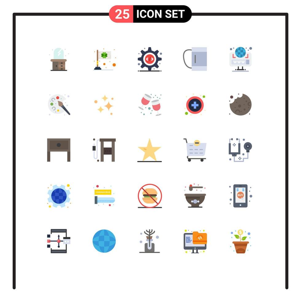 Modern Set of 25 Flat Colors and symbols such as site browser html sport bag Editable Vector Design Elements