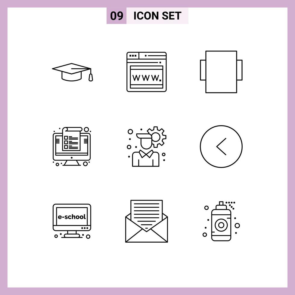 9 Outline concept for Websites Mobile and Apps circle user setting computer configuration percent Editable Vector Design Elements