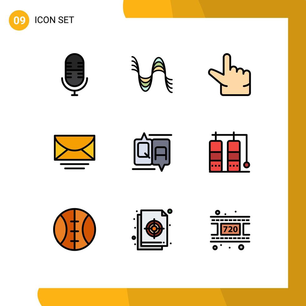 Modern Set of 9 Filledline Flat Colors Pictograph of message comment pinch chat message Editable Vector Design Elements