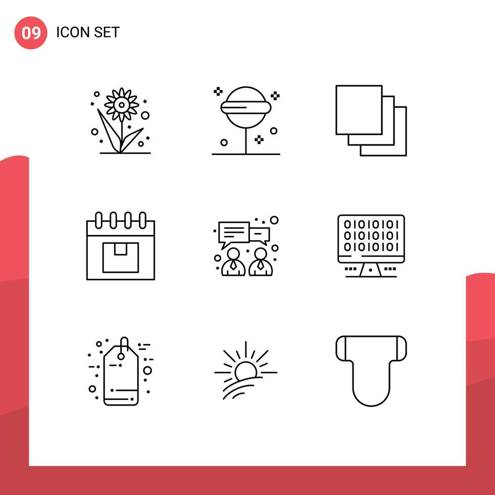 Stock Vector Icon Pack of 9 Line Signs and Symbols for chat product cascade planning delivery Editable Vector Design Elements