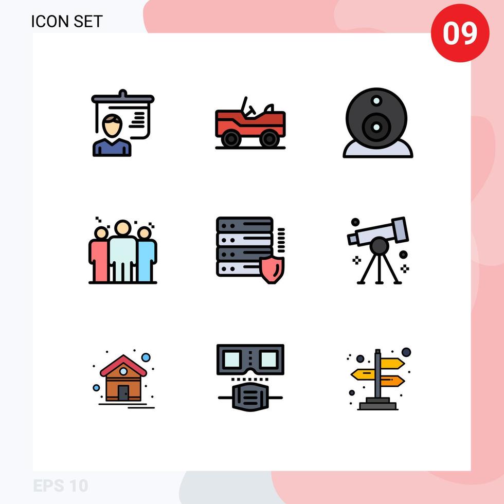 Set of 9 Modern UI Icons Symbols Signs for security network surveillance gdpr competitive Editable Vector Design Elements