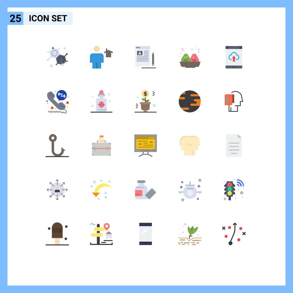 Pictogram Set of 25 Simple Flat Colors of smartphone app blog fast web Editable Vector Design Elements