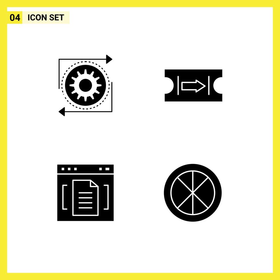 Mobile Interface Solid Glyph Set of 4 Pictograms of business browser operation arrow file Editable Vector Design Elements