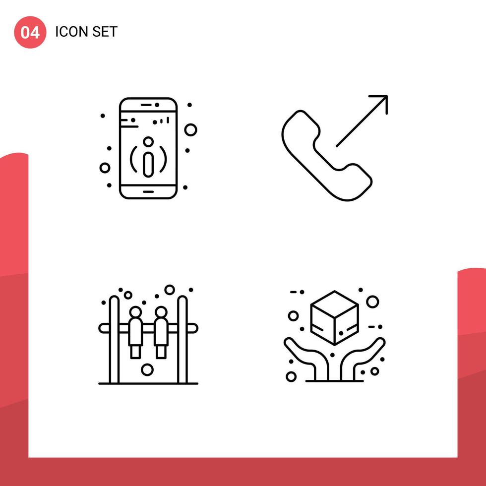 Universal Icon Symbols Group of 4 Modern Filledline Flat Colors of detail hockey call phone hand Editable Vector Design Elements