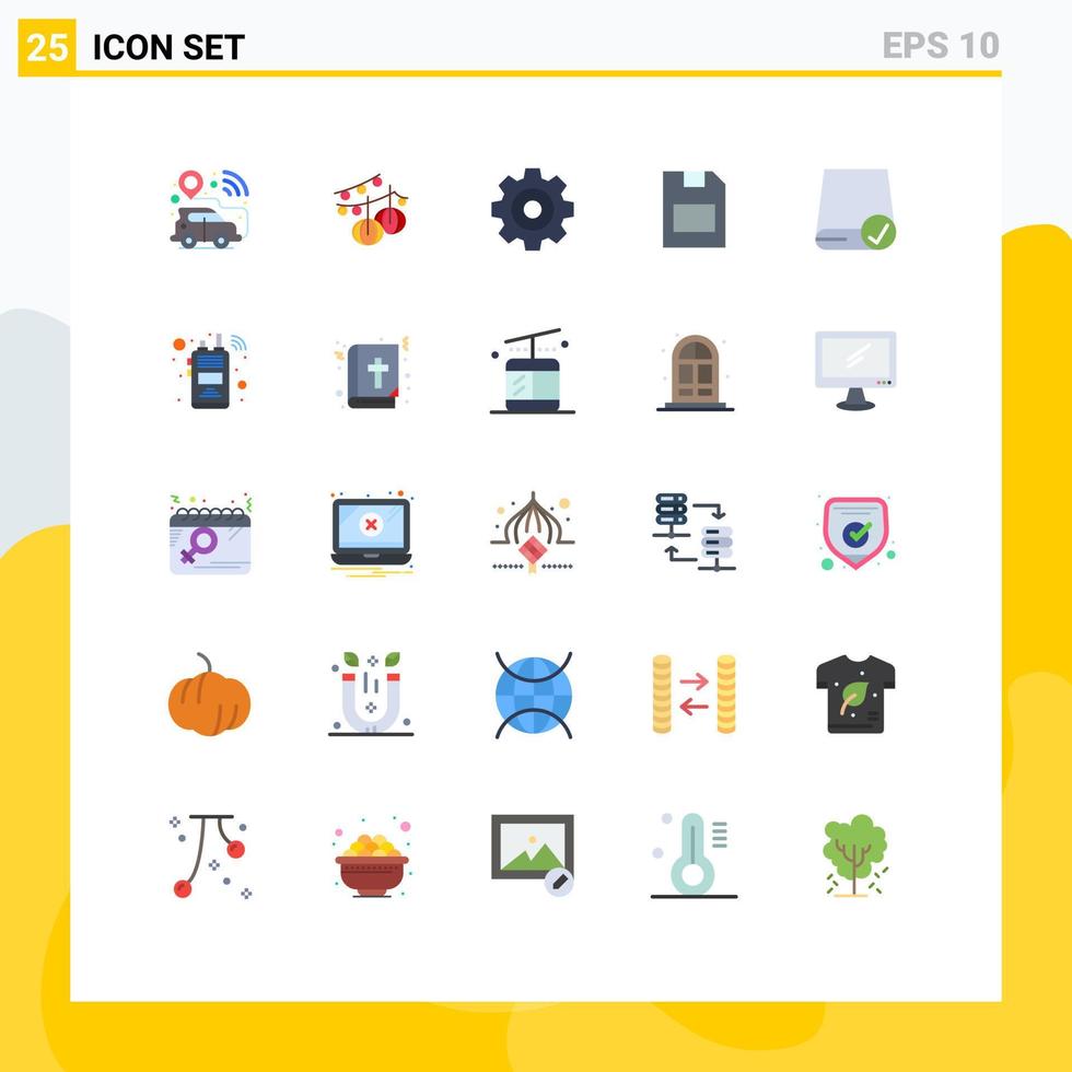 Universal Icon Symbols Group of 25 Modern Flat Colors of devices computers create data memory card Editable Vector Design Elements
