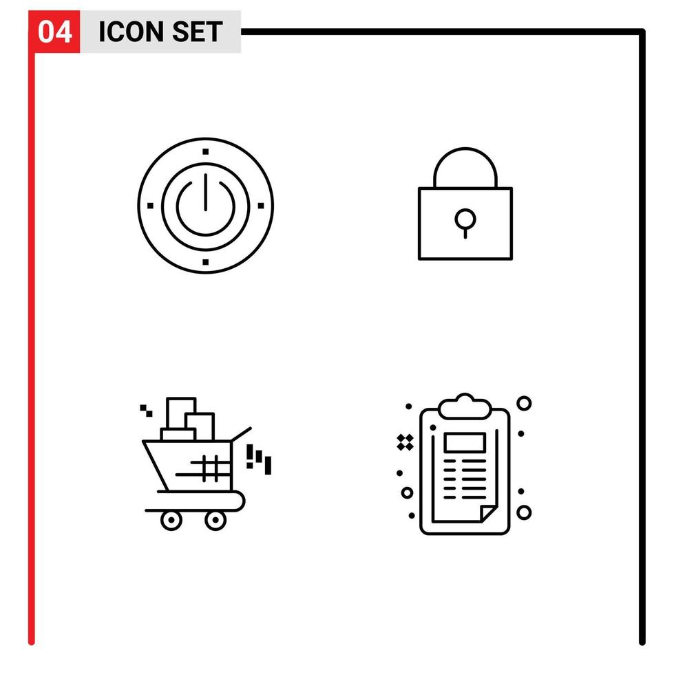 4 Universal Filledline Flat Colors Set for Web and Mobile Applications electricity seo computing locked checklist Editable Vector Design Elements