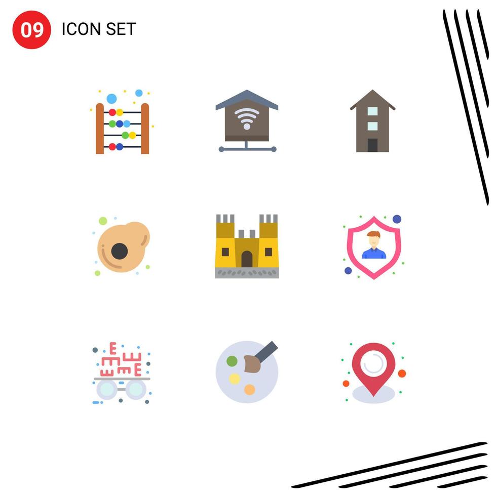 Universal Icon Symbols Group of 9 Modern Flat Colors of sand castle beach house omelet breakfast Editable Vector Design Elements