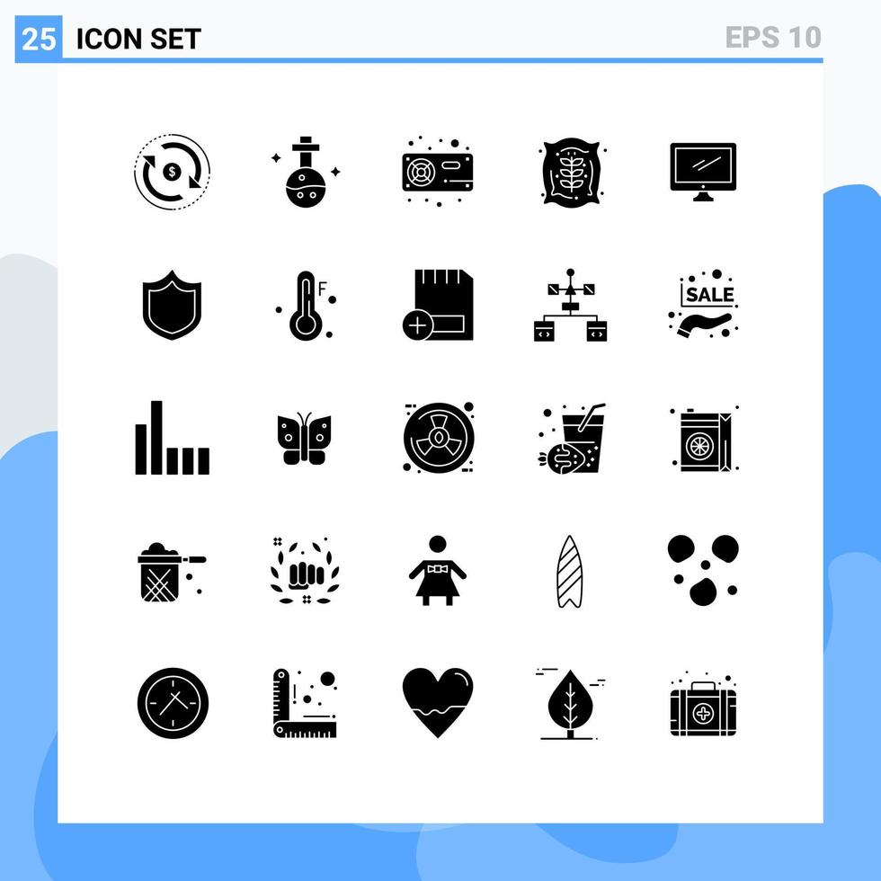 User Interface Pack of 25 Basic Solid Glyphs of farm bag tube agriculture radiator Editable Vector Design Elements