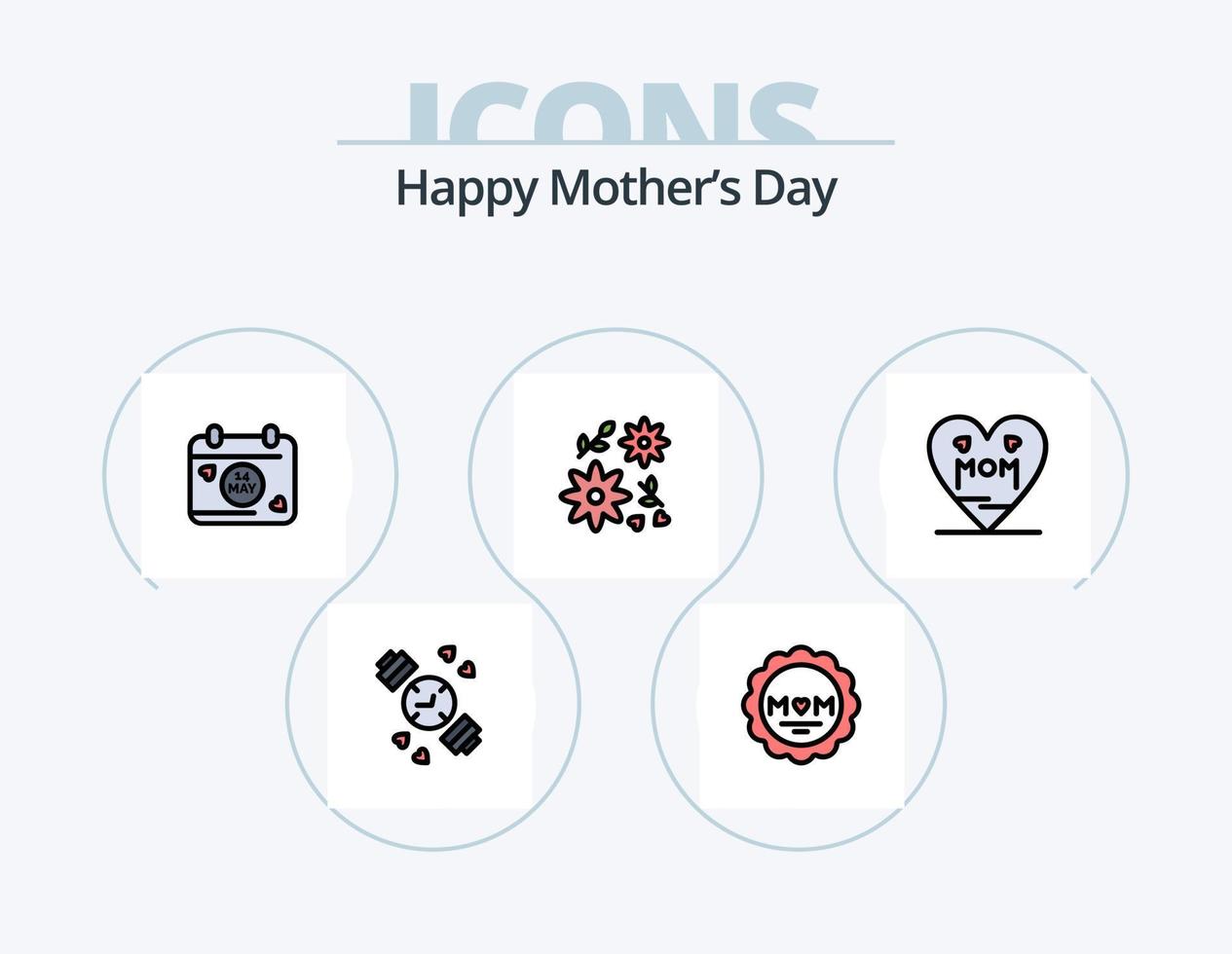 Happy Mothers Day Line Filled Icon Pack 5 Icon Design. child . date . mom. love vector