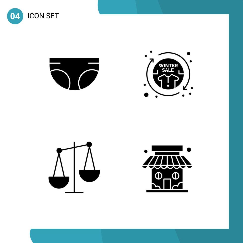 Set of 4 Modern UI Icons Symbols Signs for baby balance diaper clothing finance Editable Vector Design Elements