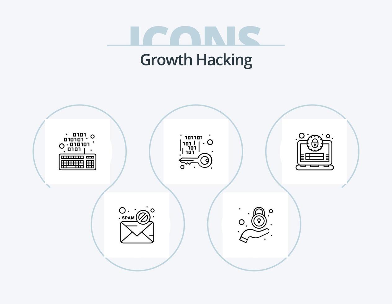 Hacking Line Icon Pack 5 Icon Design. target. server. fire. datacenter. private vector