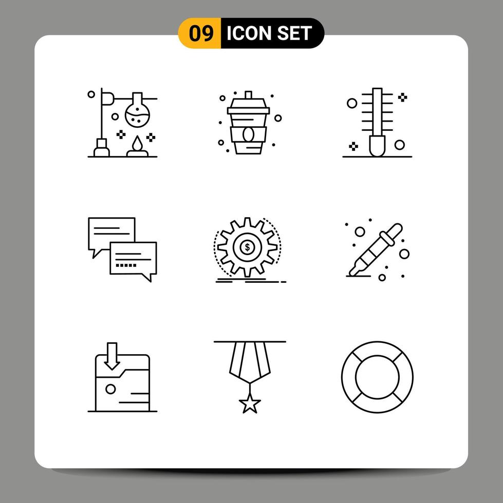 9 Thematic Vector Outlines and Editable Symbols of finance message beauty comment salon Editable Vector Design Elements