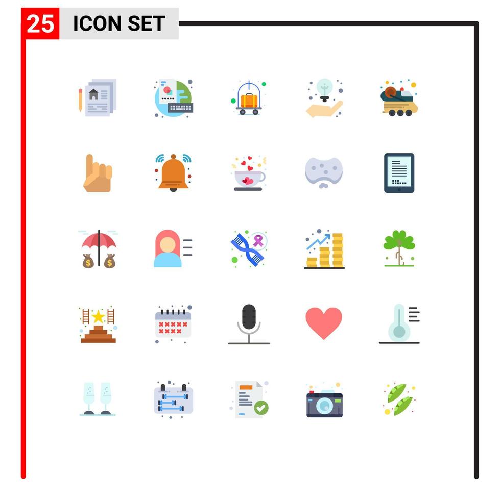 Editable Vector Line Pack of 25 Simple Flat Colors of space creative idea cart strategy business Editable Vector Design Elements