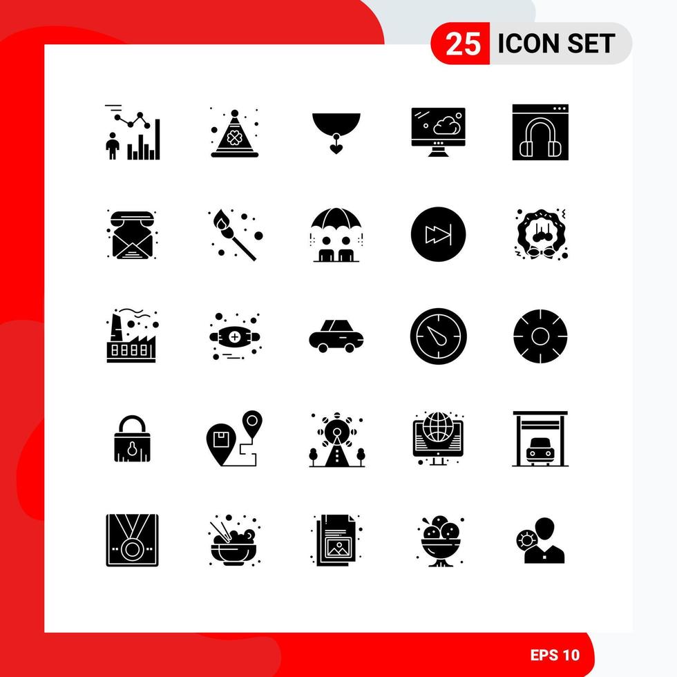 Solid Glyph Pack of 25 Universal Symbols of contact us chat irish technology cloud Editable Vector Design Elements