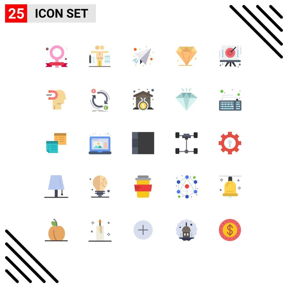 Modern Set of 25 Flat Colors and symbols such as bow arrow mail mardi gras diamond Editable Vector Design Elements