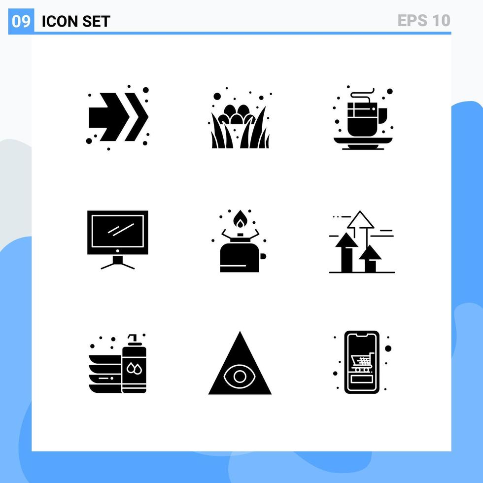 User Interface Pack of 9 Basic Solid Glyphs of camping imac beverage device computer Editable Vector Design Elements