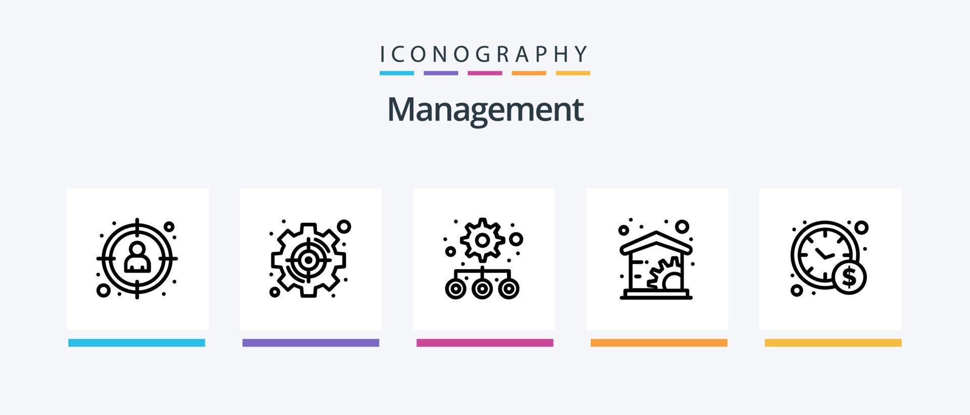 Management Line 5 Icon Pack Including management. business. growth. screen. content. Creative Icons Design vector