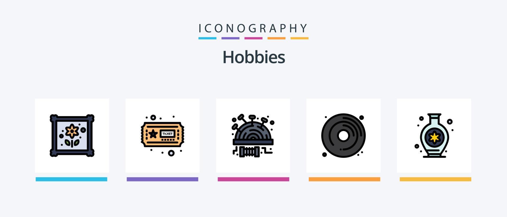 Hobbies Line Filled 5 Icon Pack Including sew. modest. mic. hobby. vase. Creative Icons Design vector