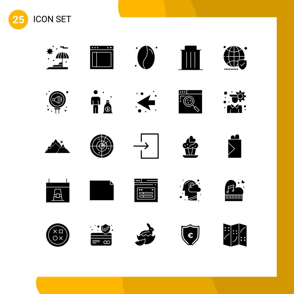 Stock Vector Icon Pack of 25 Line Signs and Symbols for shield trash coffee remove garbage Editable Vector Design Elements