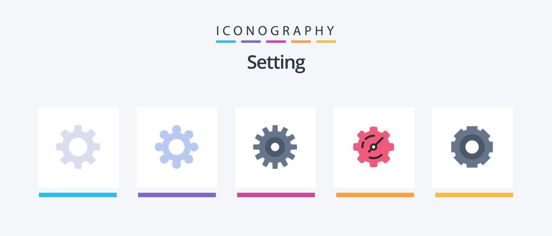 Setting Flat 5 Icon Pack Including universal. job. wheel. general. timer. Creative Icons Design vector