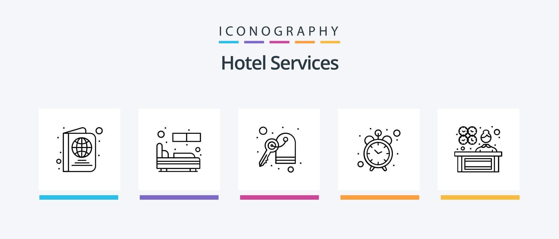 paquete de iconos de la línea 5 de servicios de hotel que incluye el tiempo. alarma. café. teléfono. teléfono fijo diseño de iconos creativos vector