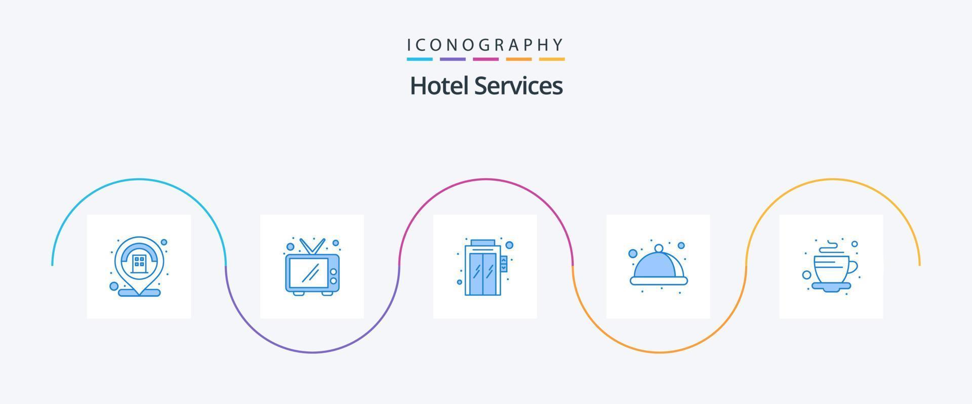 Hotel Services Blue 5 Icon Pack Including . tea. passenger. hot. service vector