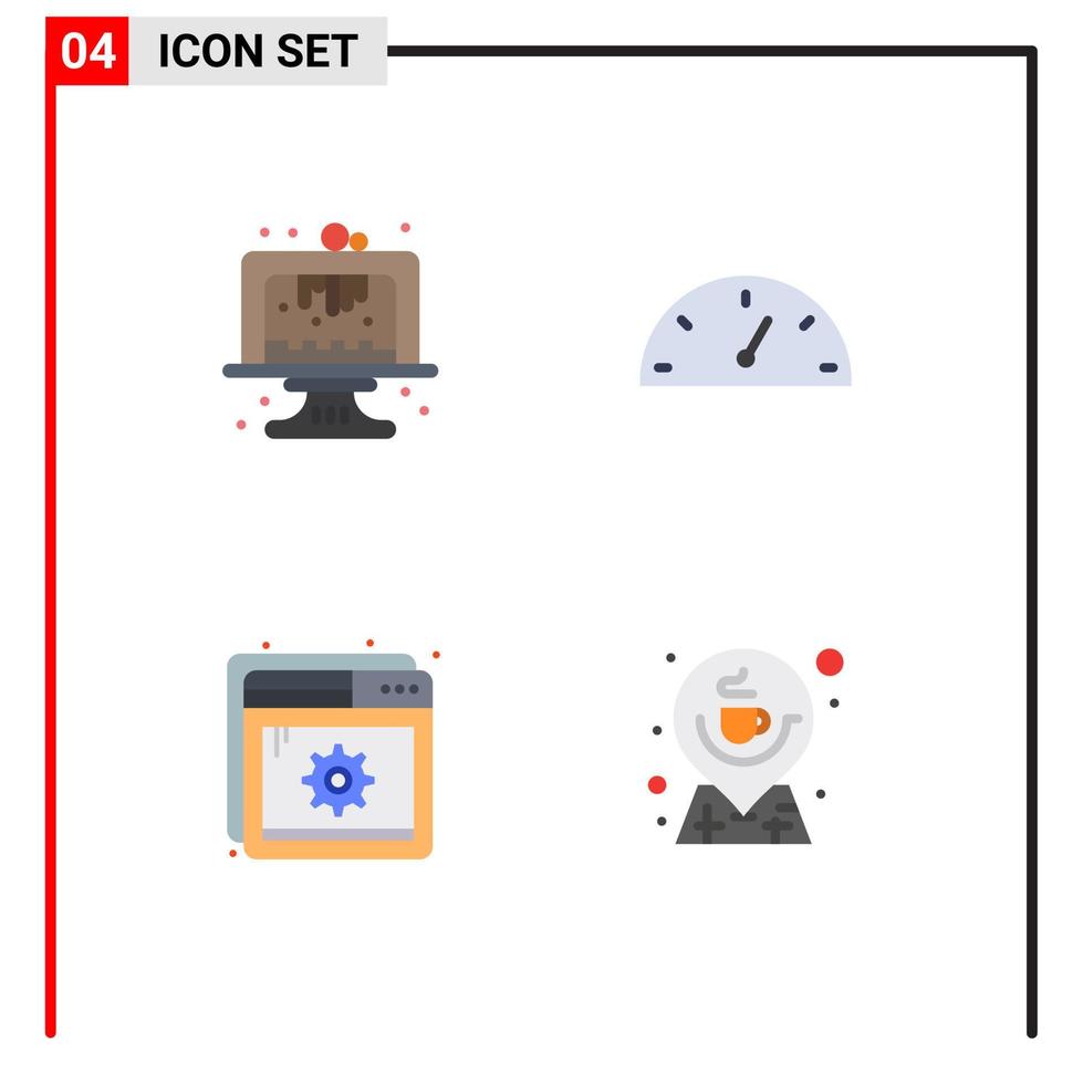 Modern Set of 4 Flat Icons and symbols such as baking page dessert performance coffee Editable Vector Design Elements