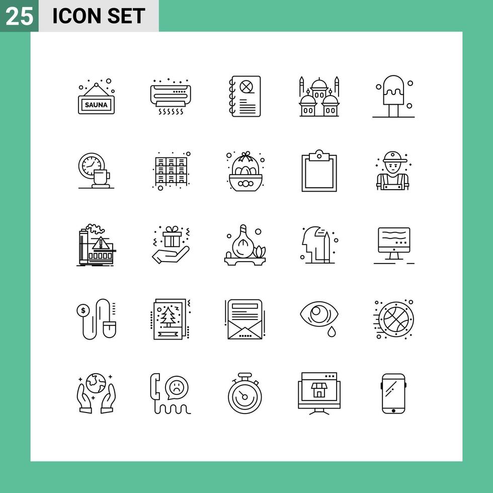 25 Universal Line Signs Symbols of cream moon cinema islam mosque Editable Vector Design Elements