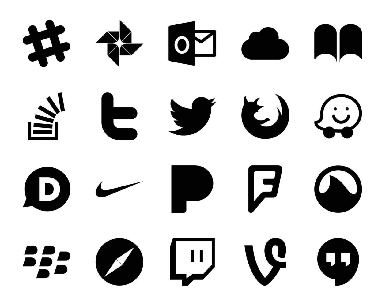 20 Social Media Icon Pack Including pandora disqus stock waze firefox vector