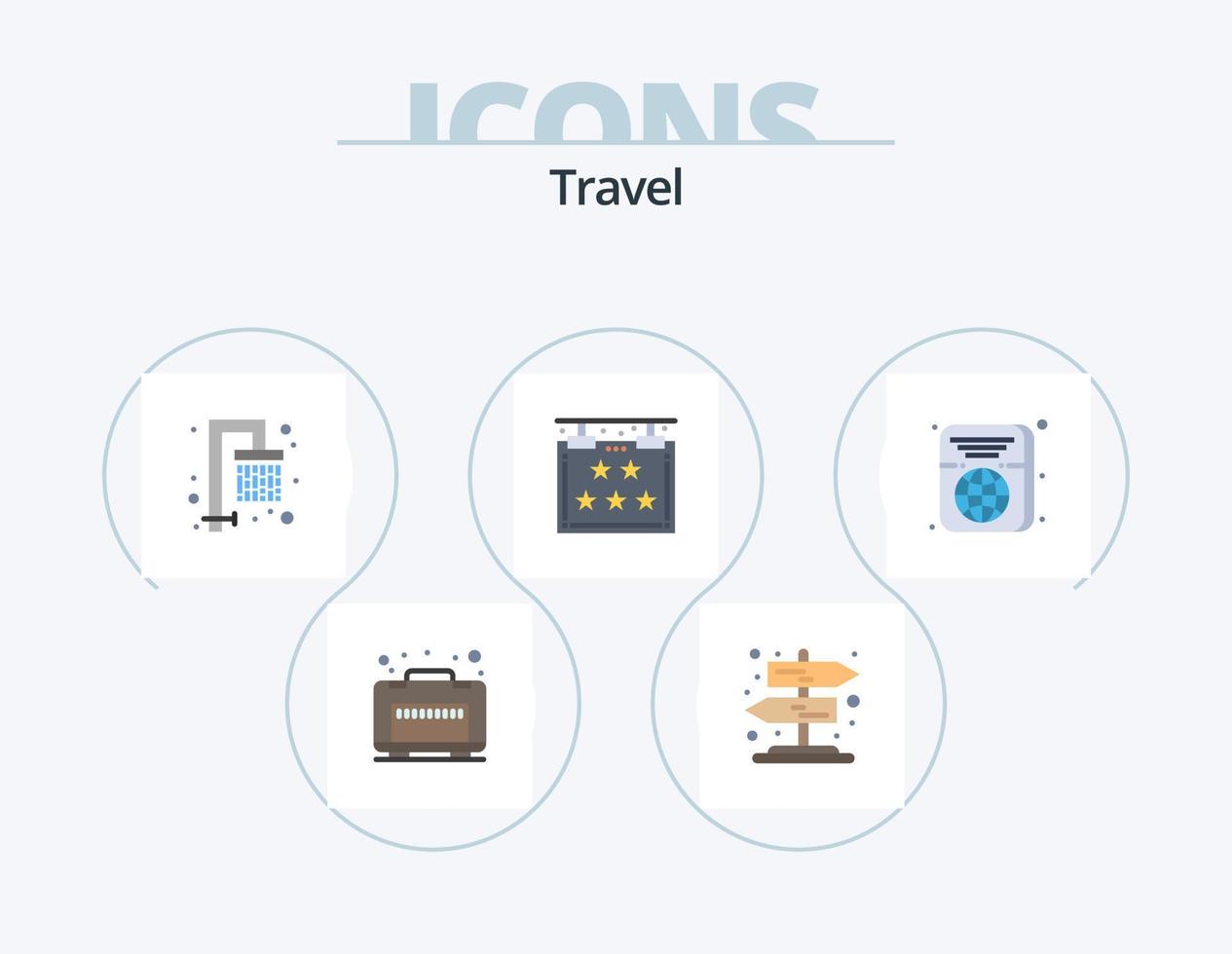 paquete de iconos planos de viaje 5 diseño de iconos. . viajar. nuevo. boleto. estrella vector