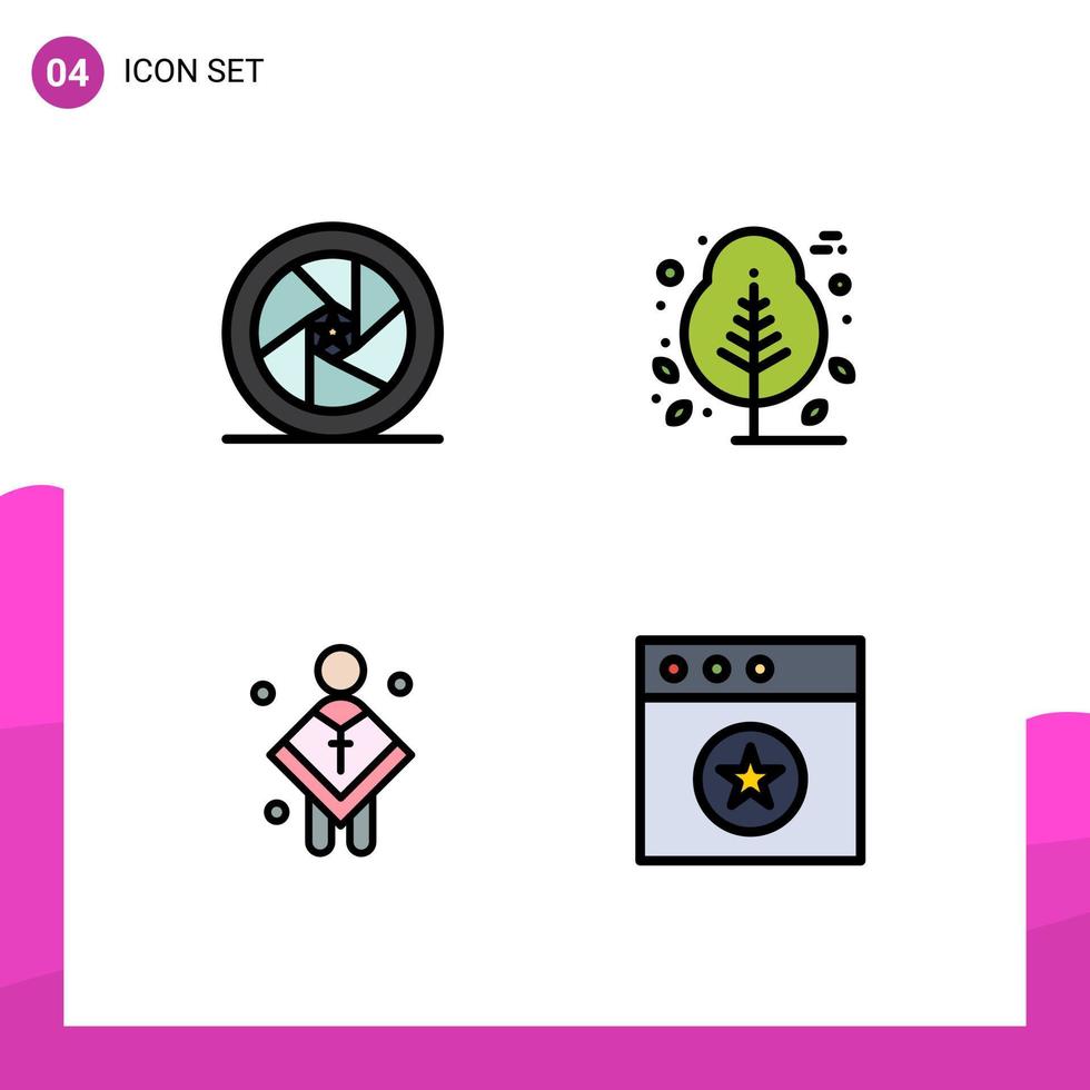 Set of 4 Modern UI Icons Symbols Signs for celebrity christian superhero nature male Editable Vector Design Elements