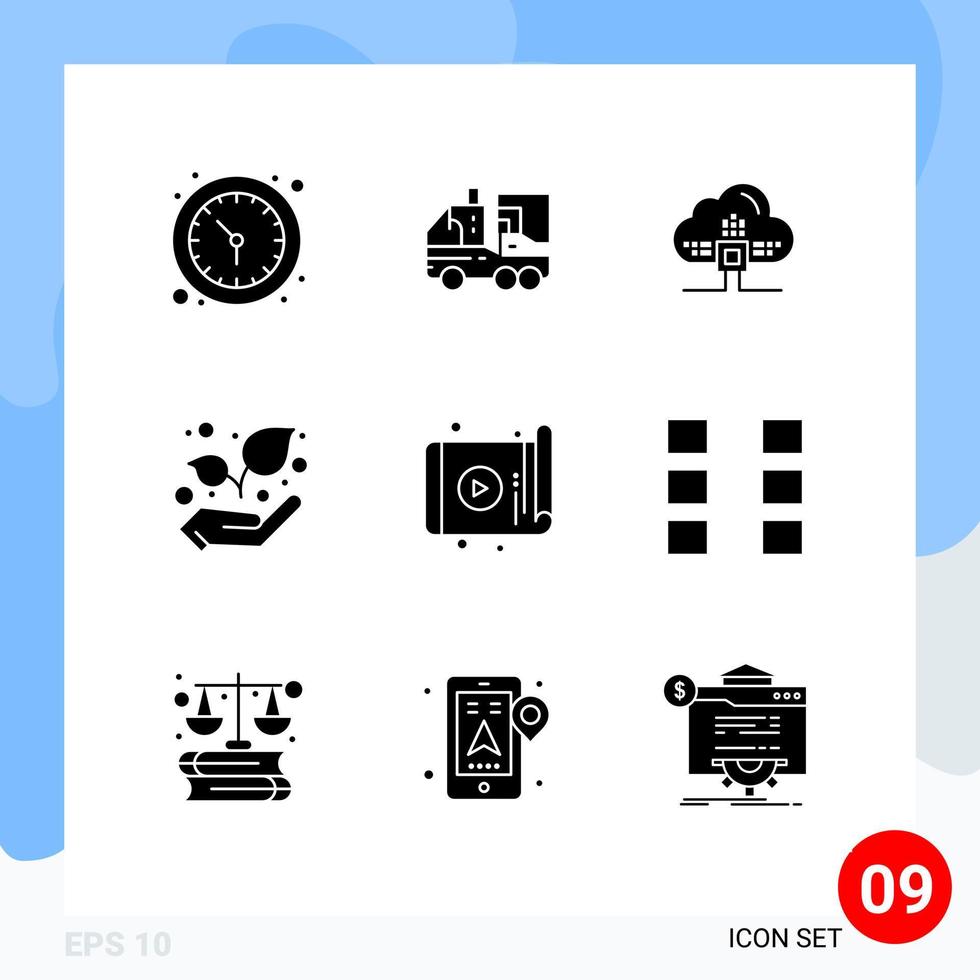 Modern Set of 9 Solid Glyphs and symbols such as tablet plant life growth scince Editable Vector Design Elements