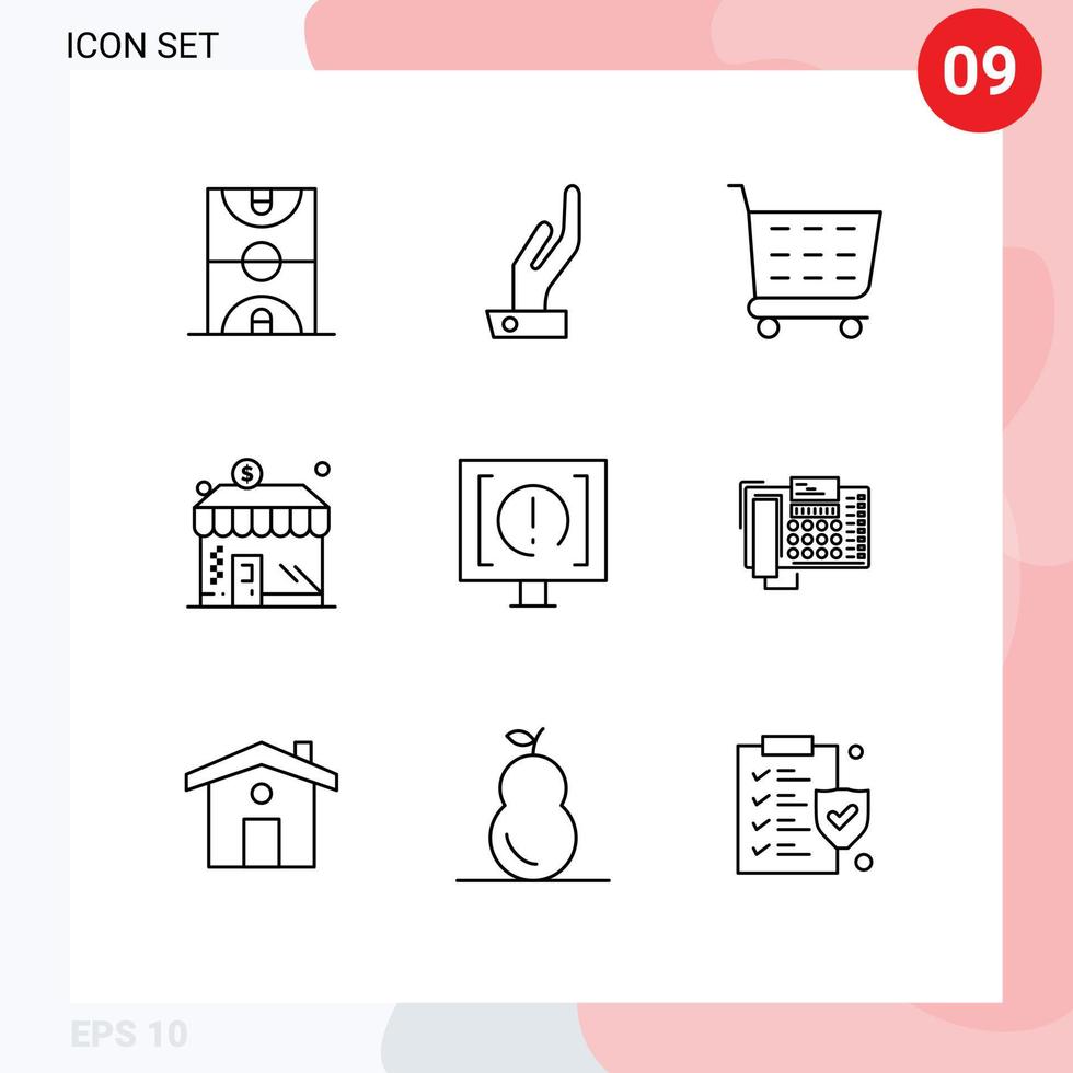 Stock Vector Icon Pack of 9 Line Signs and Symbols for help contact ecommerce money shop Editable Vector Design Elements