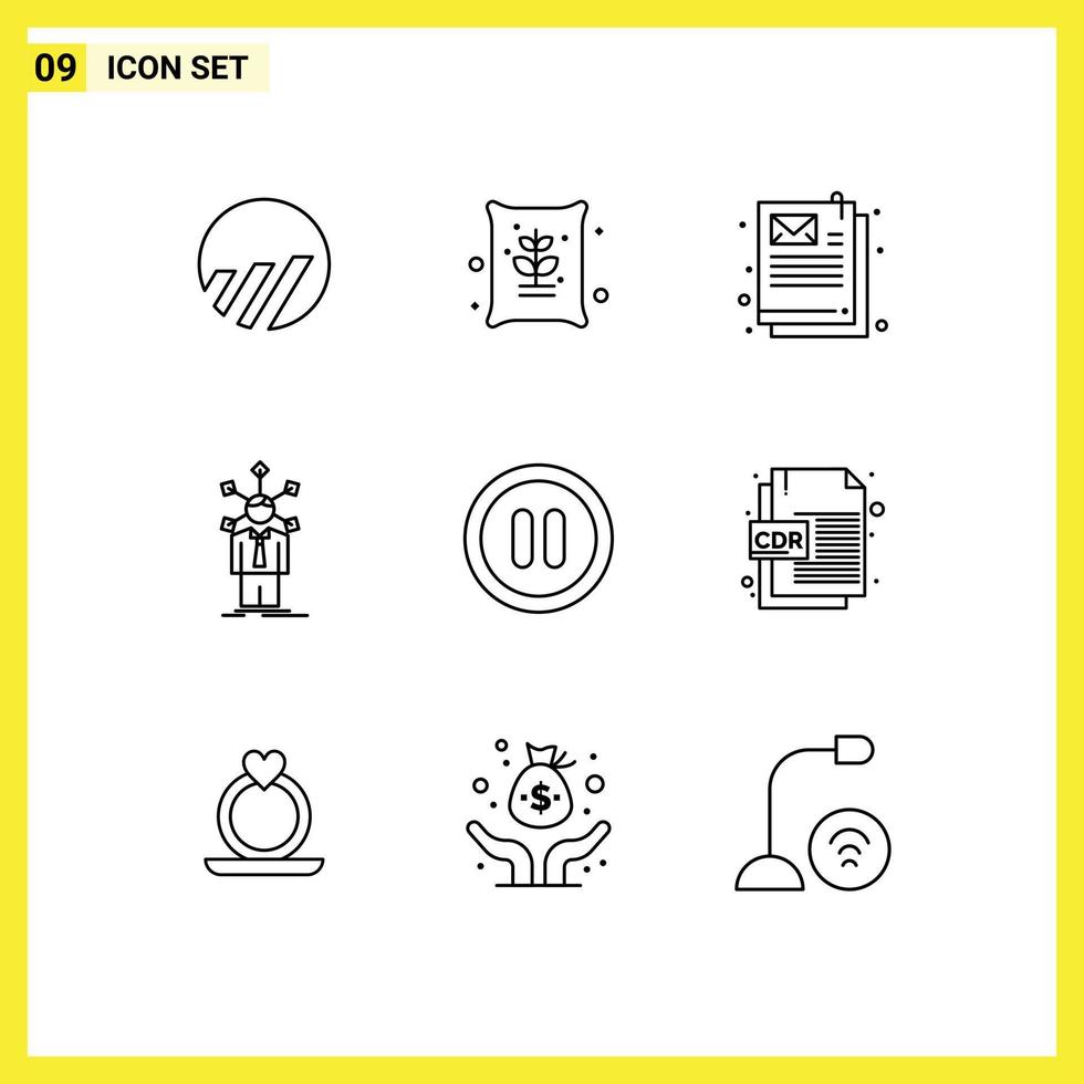 9 Outline concept for Websites Mobile and Apps pause self document personality human Editable Vector Design Elements