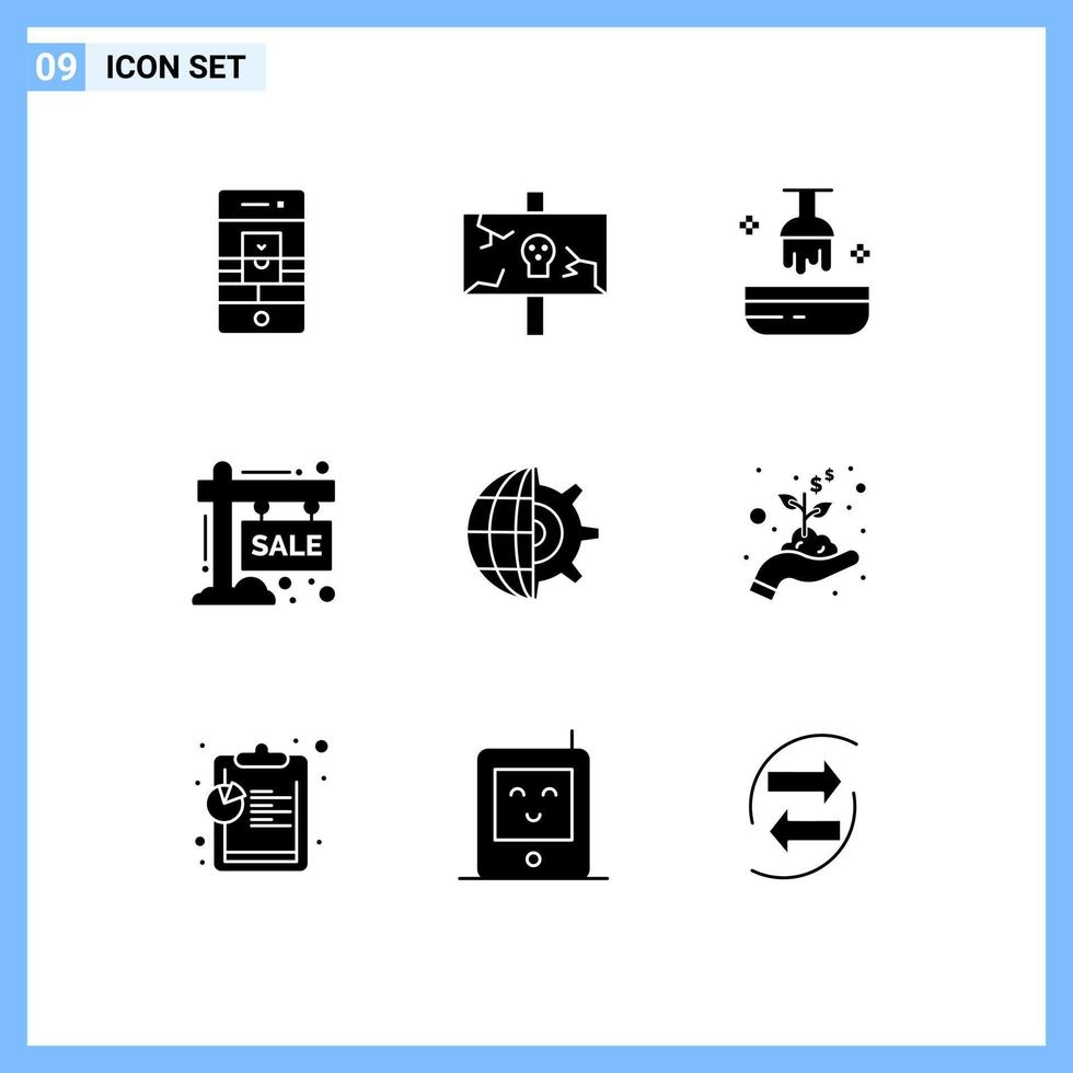 Modern Set of 9 Solid Glyphs and symbols such as sign hording old board hair Editable Vector Design Elements