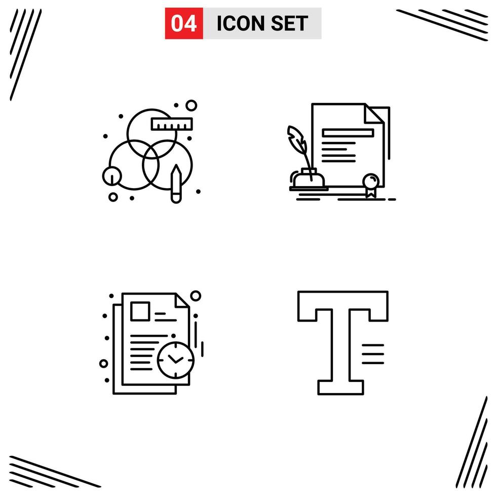 4 Creative Icons Modern Signs and Symbols of creative plan design document study Editable Vector Design Elements