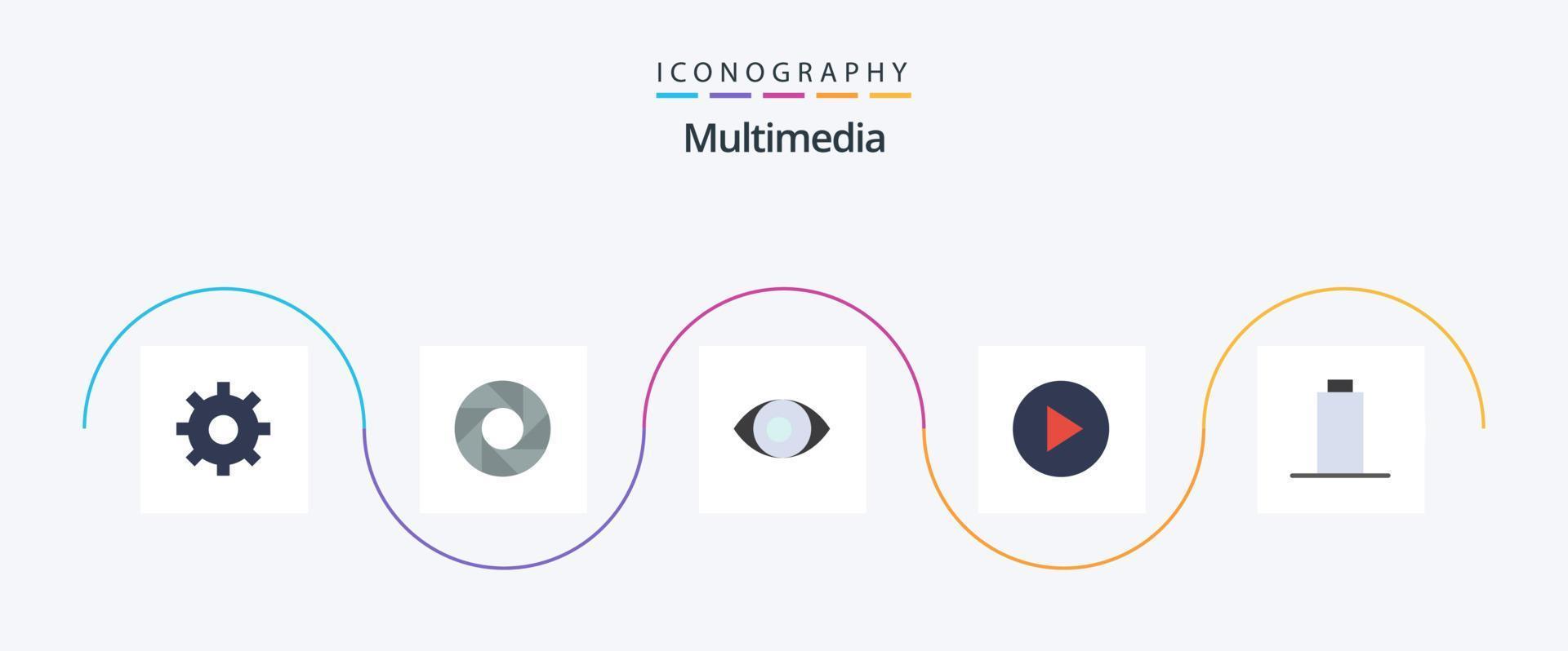 Multimedia Flat 5 Icon Pack Including . panorama. empty vector