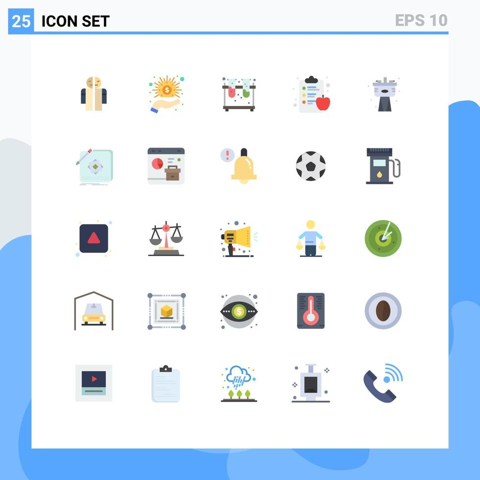 Modern Set of 25 Flat Colors and symbols such as plumbing mechanical chemistry health clipboard apple Editable Vector Design Elements