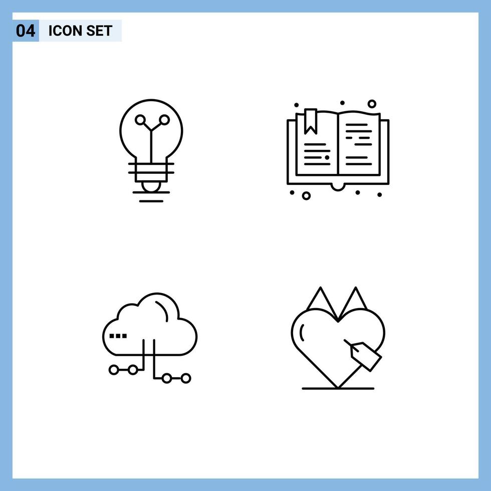 Universal Icon Symbols Group of 4 Modern Filledline Flat Colors of bulb share biochemistry hobbies network Editable Vector Design Elements
