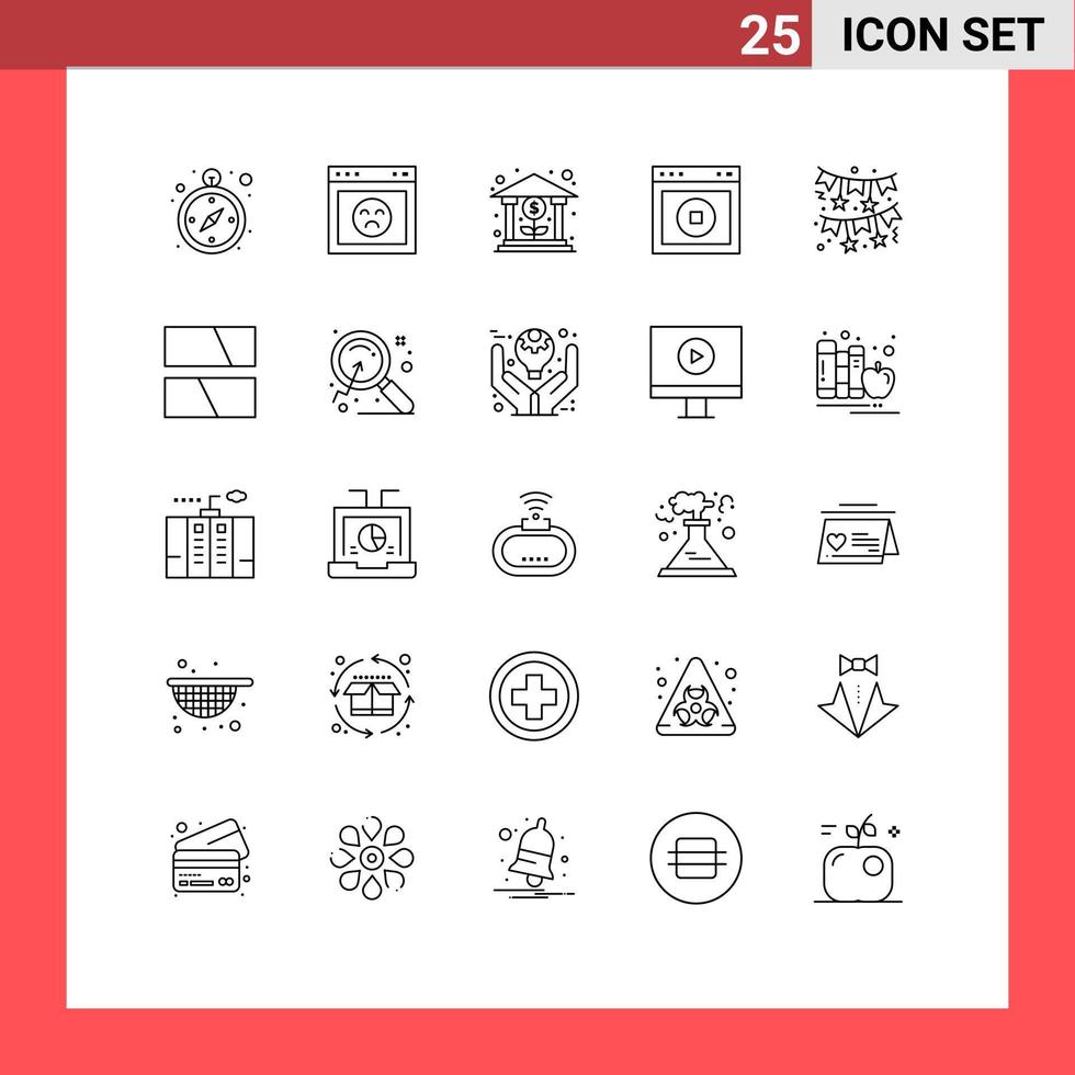 25 Universal Line Signs Symbols of decoration website finance web ui Editable Vector Design Elements