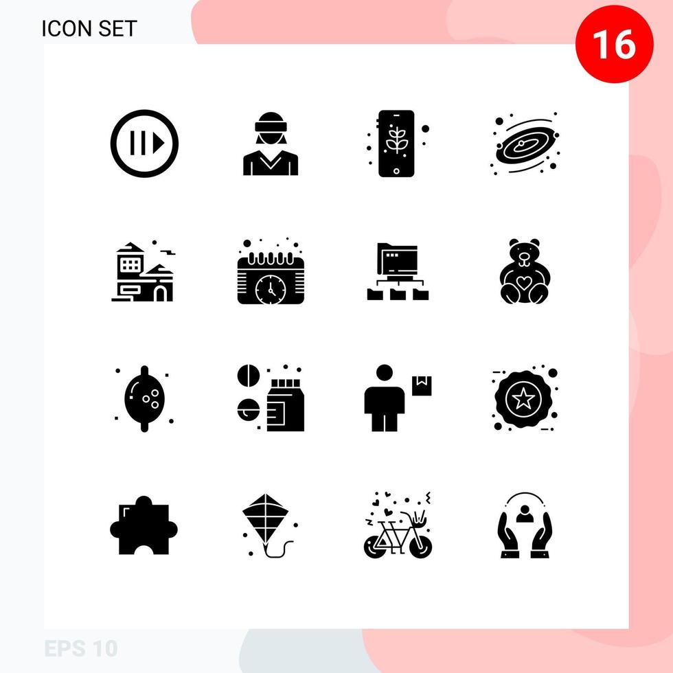 conjunto de 16 iconos de ui modernos símbolos signos para casa espacio mujer planeta seguro elementos de diseño vectorial editables vector