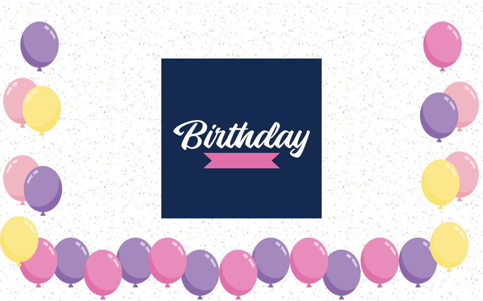 Happy Birthday lettering text banner with balloon Background vector